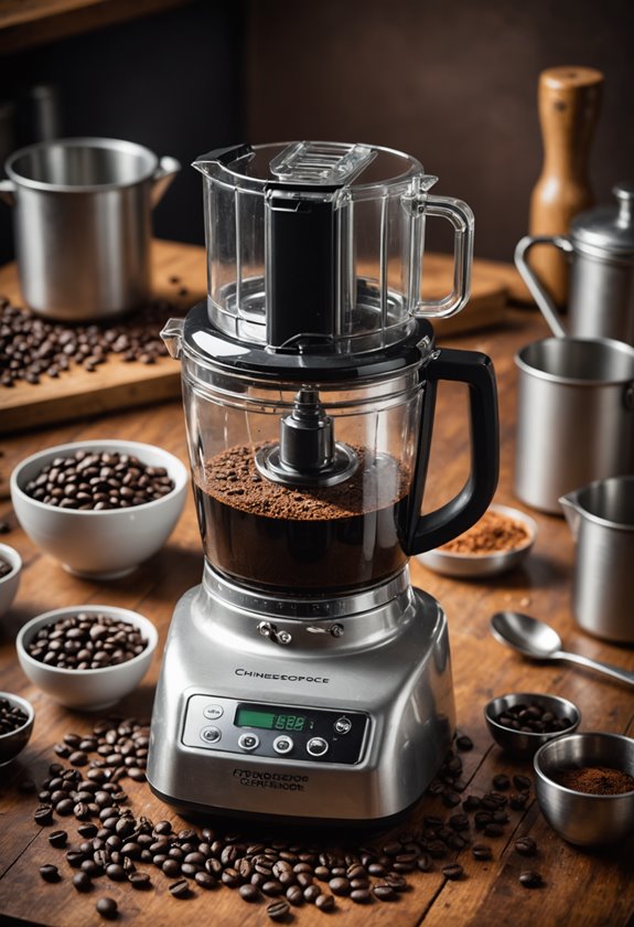 grinding coffee with processor