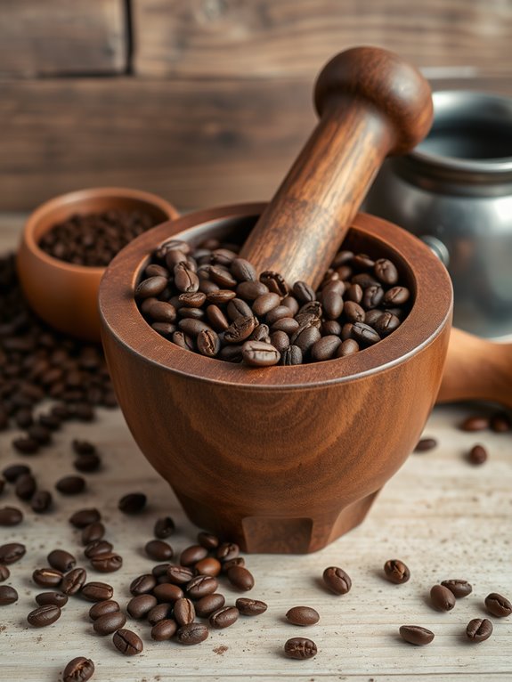 manual coffee bean grinding